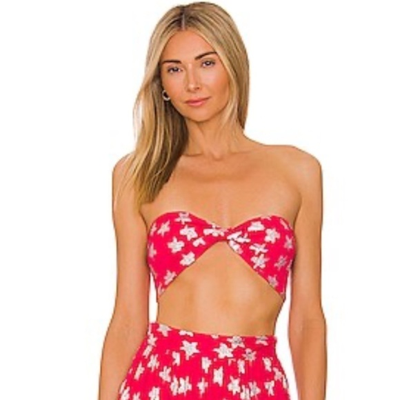 ROCOCO SAND PINK METALLIC SILVER STARS FUN 🌟🌟BANDEAU TOP SIZE SMALL - Picture 1 of 4